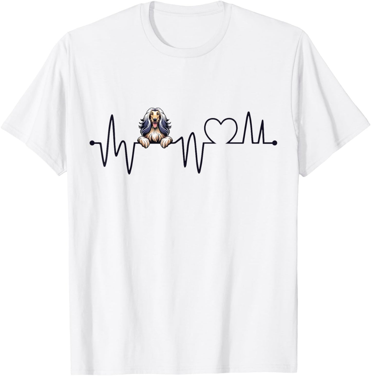 Afghan Hound Heartbeat - Men Women Kids Afghan Lover T-Shirt