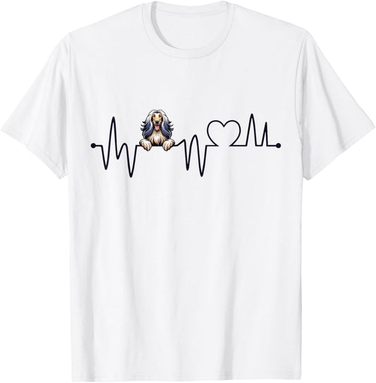 Afghan Hound Heartbeat - Men Women Kids Afghan Lover T-Shirt