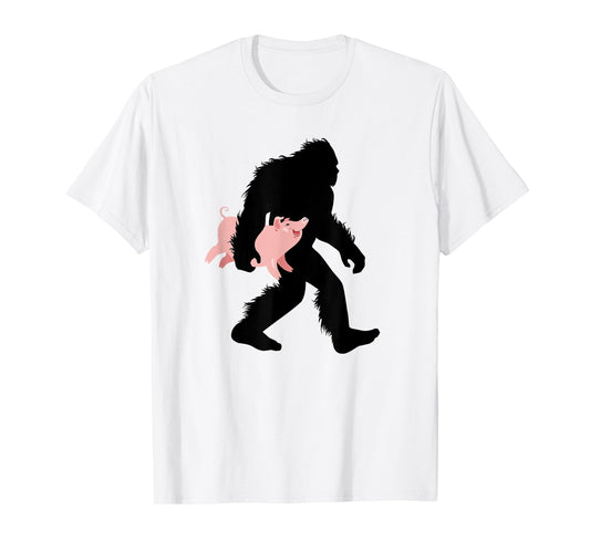 Bigfoot Carrying Pig Cute Swine Sasquatch With Hog T-Shirt