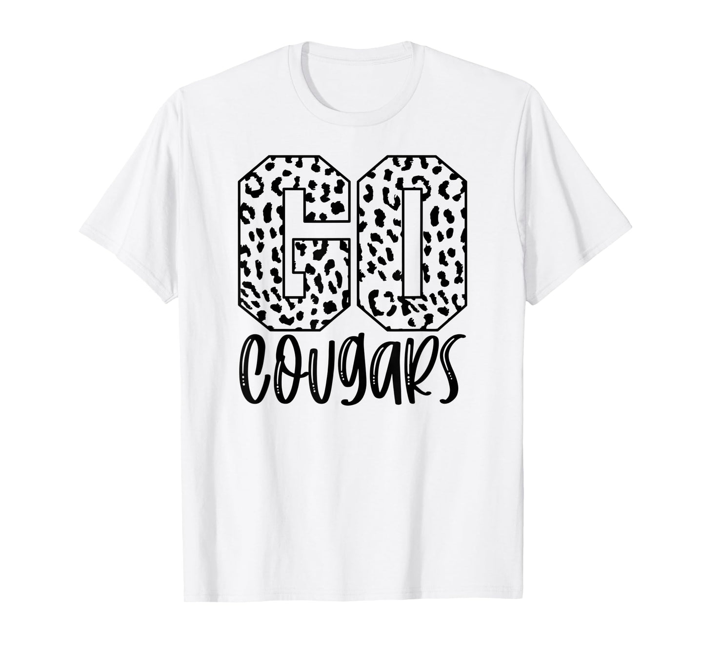 Cougars Team Mascot School Spirit Game Night Leopard Print T-Shirt