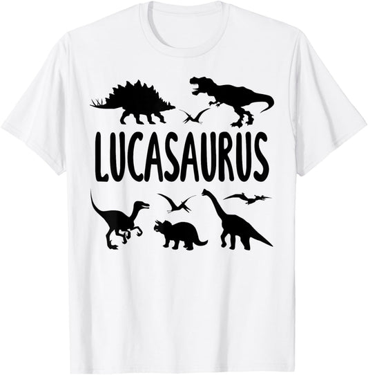 Dinosaur T Rex Luca Lucasaurus Boys Dino Name T-Shirt