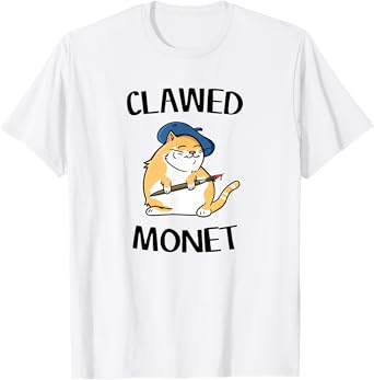 Funny Cat T-Shirt - French Artist Painting Clawed Monet Men Women Girls Kids T-Shirt