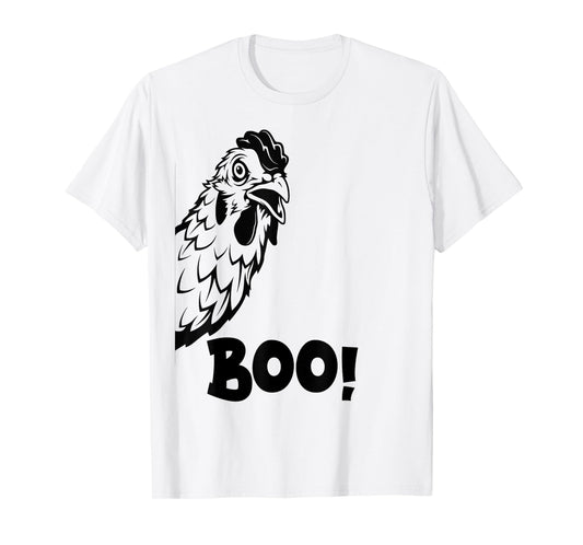 Boo Chiken Shirt Hen Hiding Peekaboo Scary Halloween Chicken T-Shirt