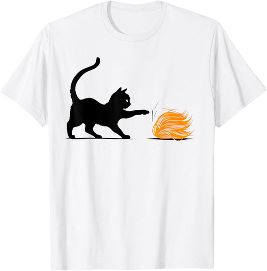 Funny Cat Playing With Trump Hair T-Shirt