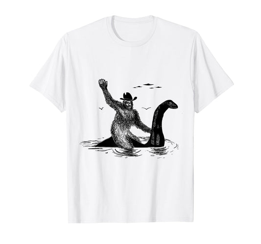 Check out my other Bigfoot T-Shirts Bigfoot Riding on Nessie Lochness, Cowboy, Yeti T-Shirt for Women, Men, Unisex-Adults, Grey, Small, Classic Fit, Short Sleeve, Cotton, Polyester