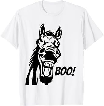 Boo! | Funny Hiding Horse Lover Peekaboo Halloween Horse T-Shirt