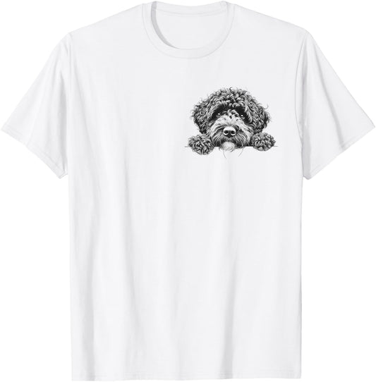 Cute Portuguese Water Dog Peeking Design T-Shirt