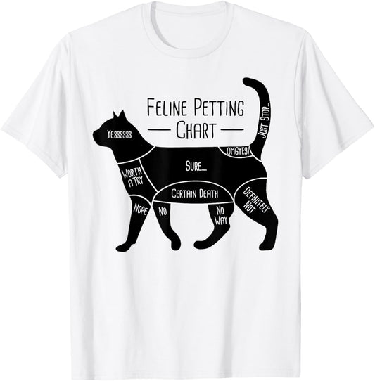 Feline Petting Chart Cat Owner Lover T-Shirt
