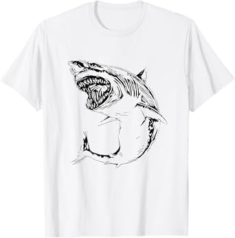 Great White Shark Motif colorful Sharks Predator Shark T-Shirt