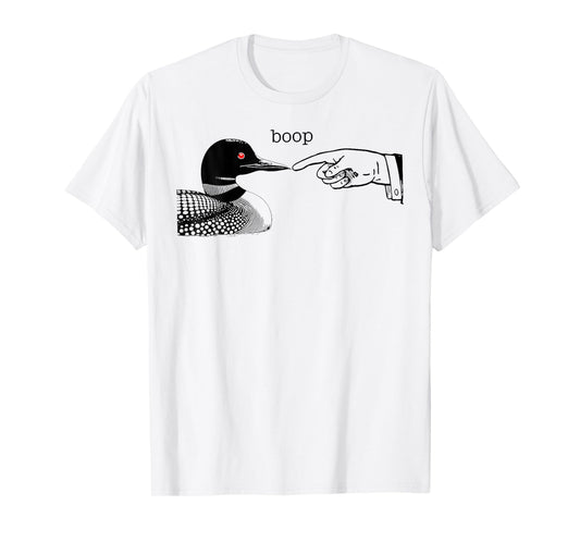 Loon Boop With Pointing Hand Human Funny Water Bird T-Shirt