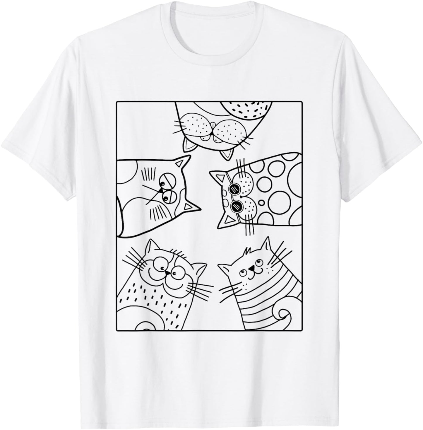 Coloring shirt for kids. Funny cats DIY tshirt to paint on T-Shirt