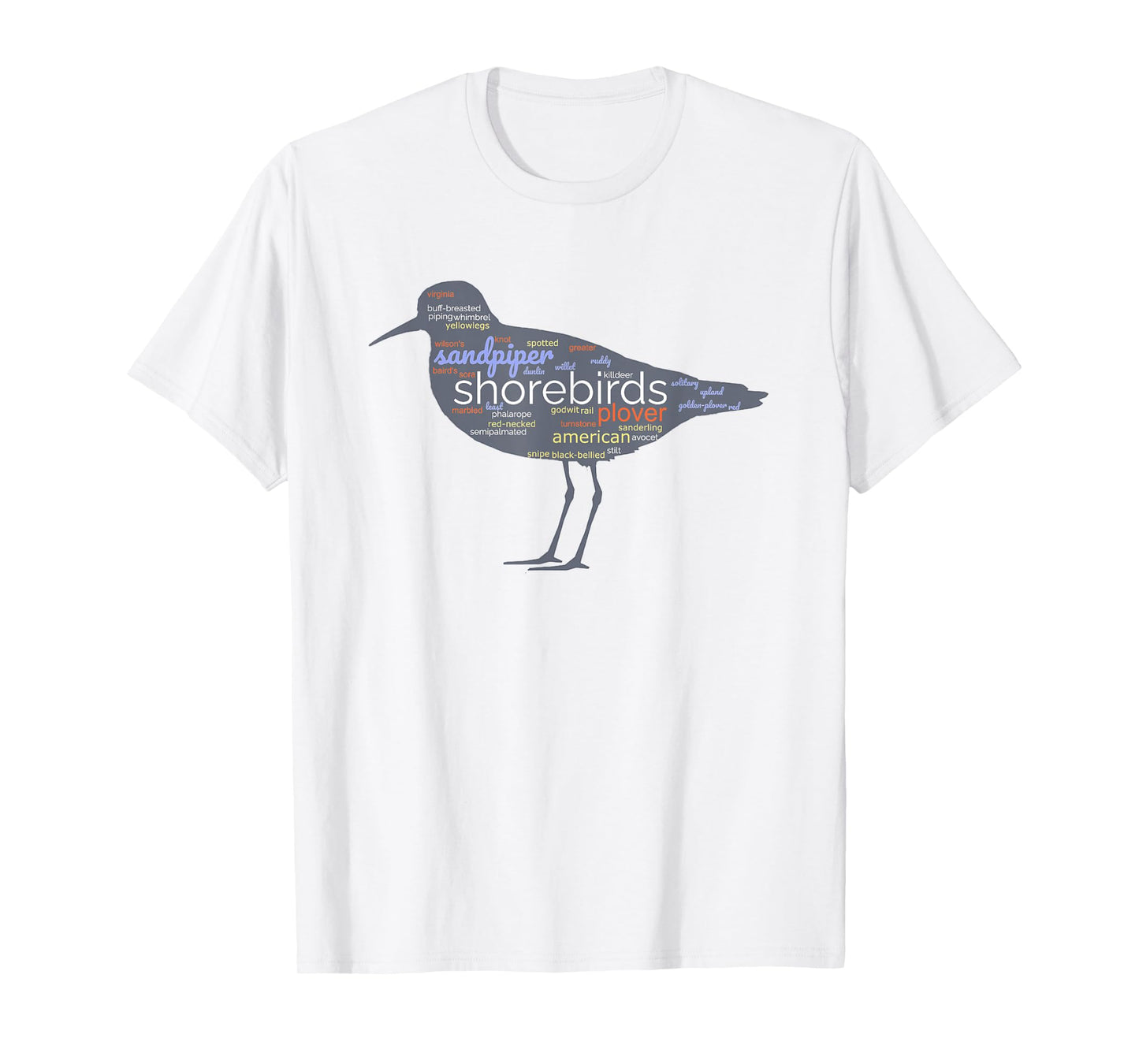 Shorebirds Wordcloud Sandpiper Plover for Bird Lovers T-Shirt