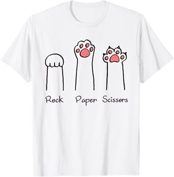 Rock Paper Scissors Hand Game Cute Paw Funny Cat T-Shirt for Men Women