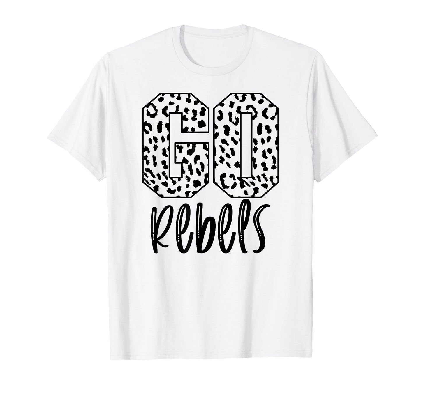 Rebels Team Mascot School Spirit Game Night Leopard Print T-Shirt