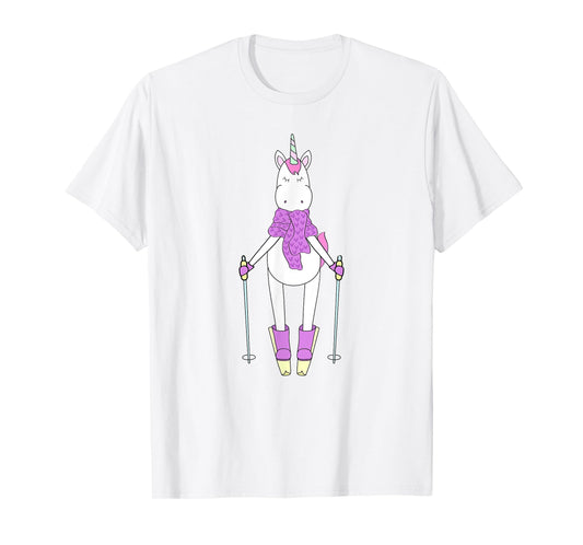 Cute Unique & Funny Unicorn & Skiing Art T-Shirt & Gift T-Shirt