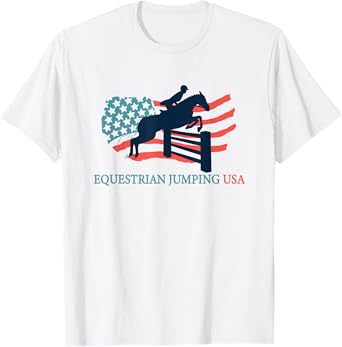 Horse Rider Equestrian Jumping USA Team Coach American Flag Women Kids Men T-Shirt