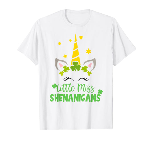 Irish Little Miss Shenanigan St Patrick Day Funny Women Girl T-Shirt