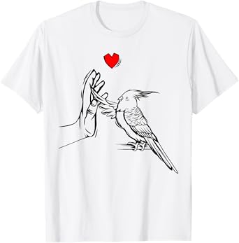Cockatiel Love Heart Bird Parrot T-Shirt