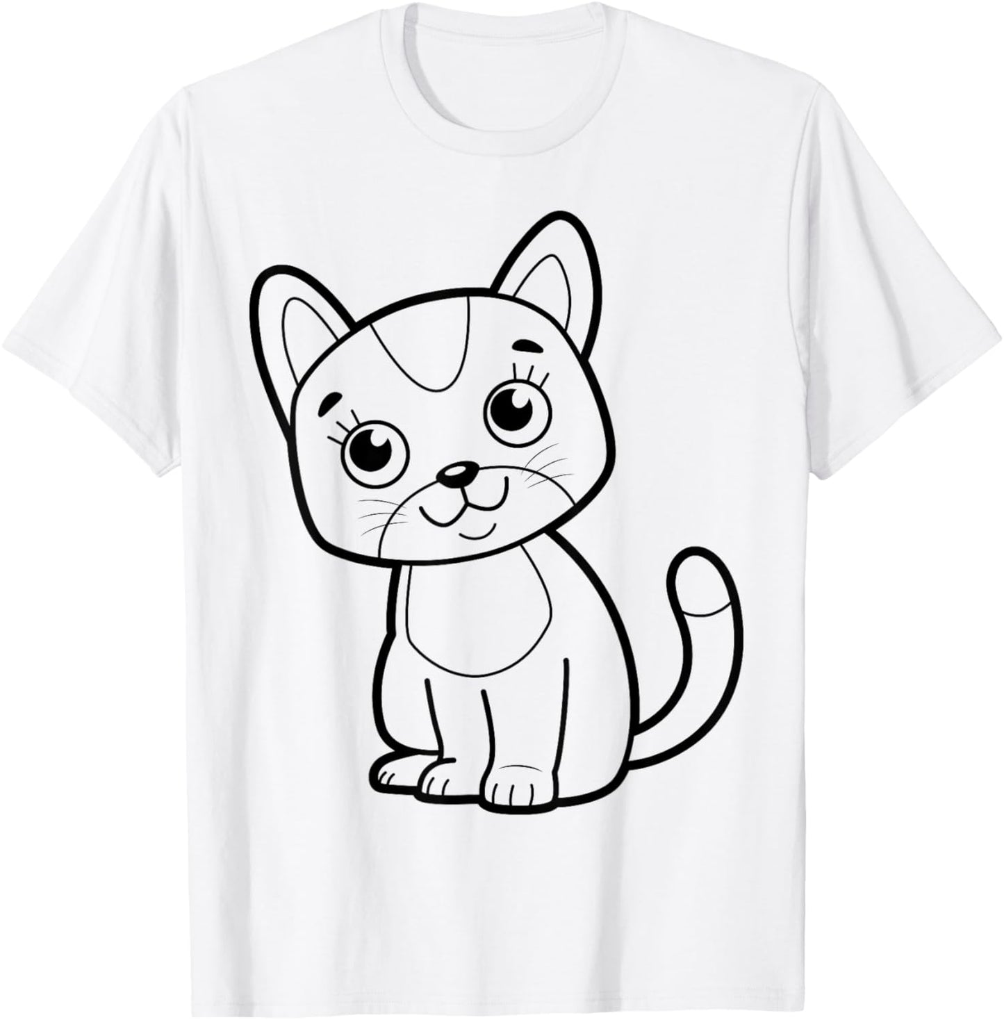 Cute cat to paint and color in for children T-Shirt