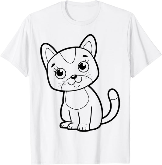 Cute cat to paint and color in for children T-Shirt