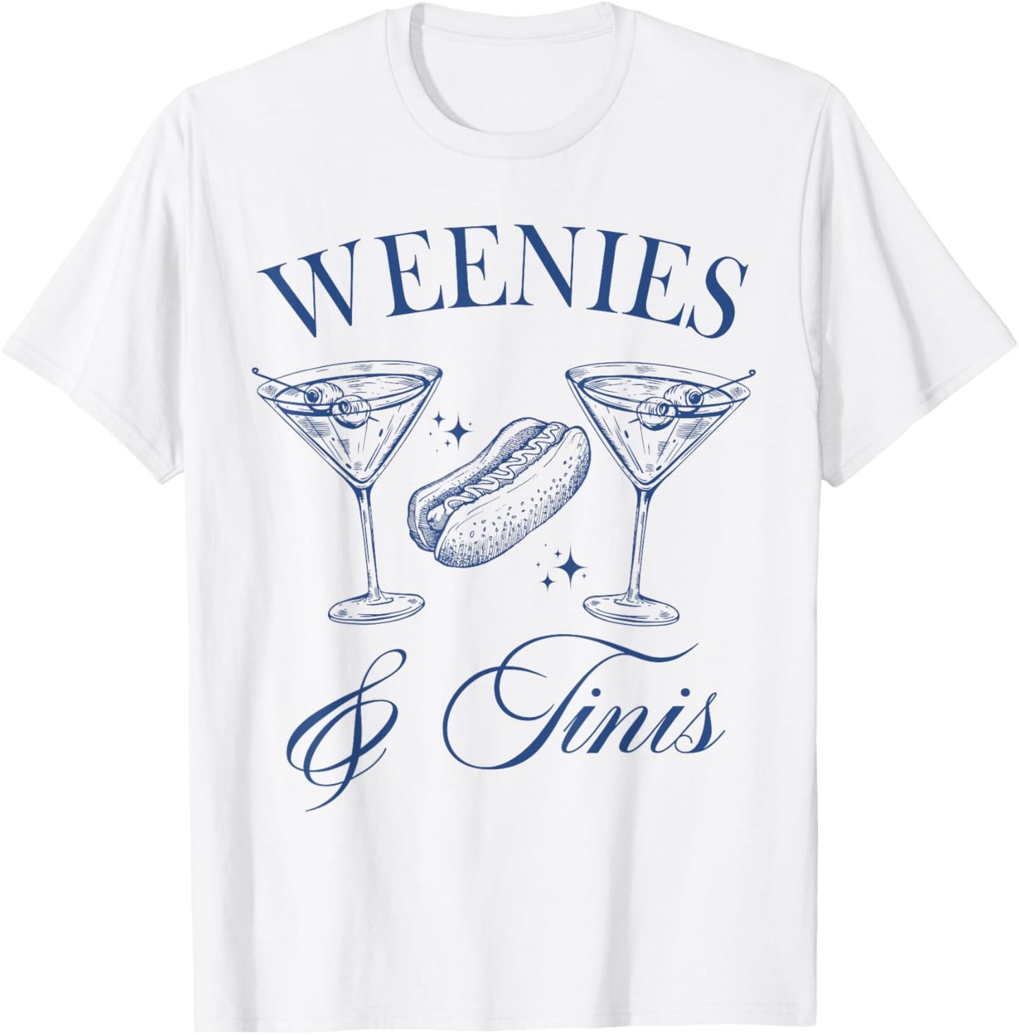 Weenies and Tinis Hot Dogs With Martini Cocktail Party T-Shirt