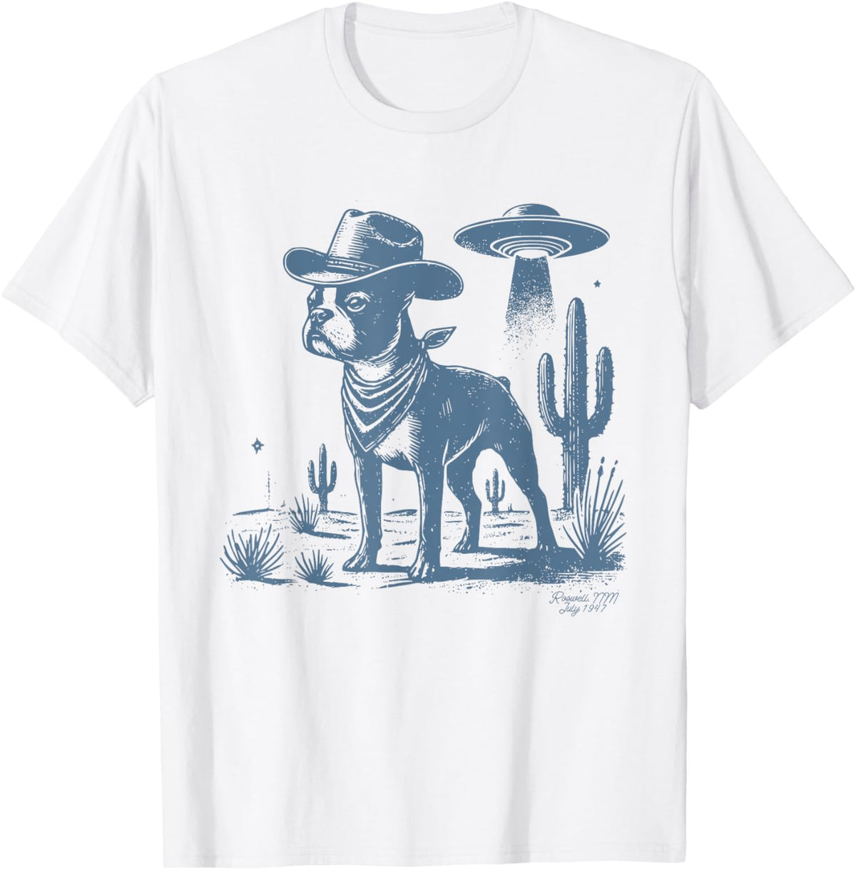 Boston Terrier Ufo Cowboy Dog, Dog Mom, Dog Dad, Alien Dog T-shirt