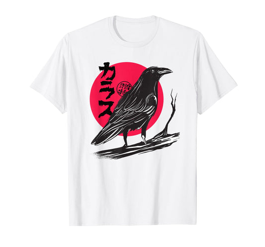 Red Moon Raven Crow Bird Japanese T-Shirt