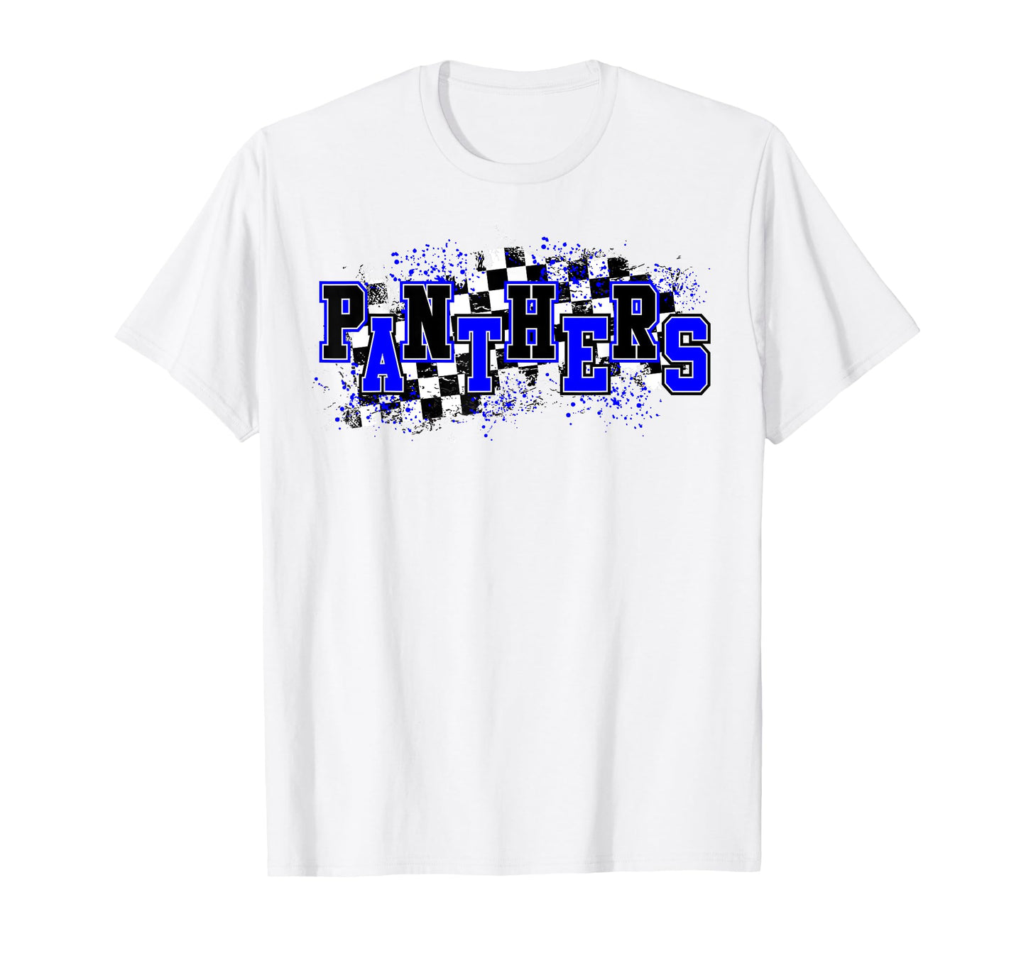 Panthers Checkered Print Panther Pride School Spirit Mascot T-Shirt