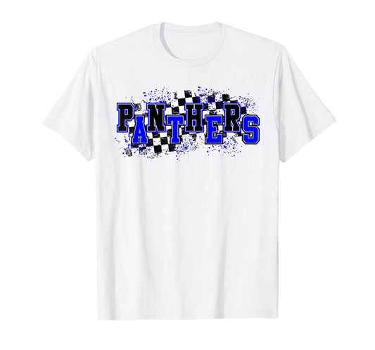 Panthers Checkered Print Panther Pride School Spirit Mascot T-Shirt