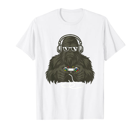 Sasquatch Bigfoot Video Gamer Retro Gaming Men Boys Teens T-Shirt