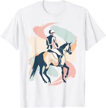 Pastel Abstract Shapes Horseback Riding Equestrian Sports T-Shirt