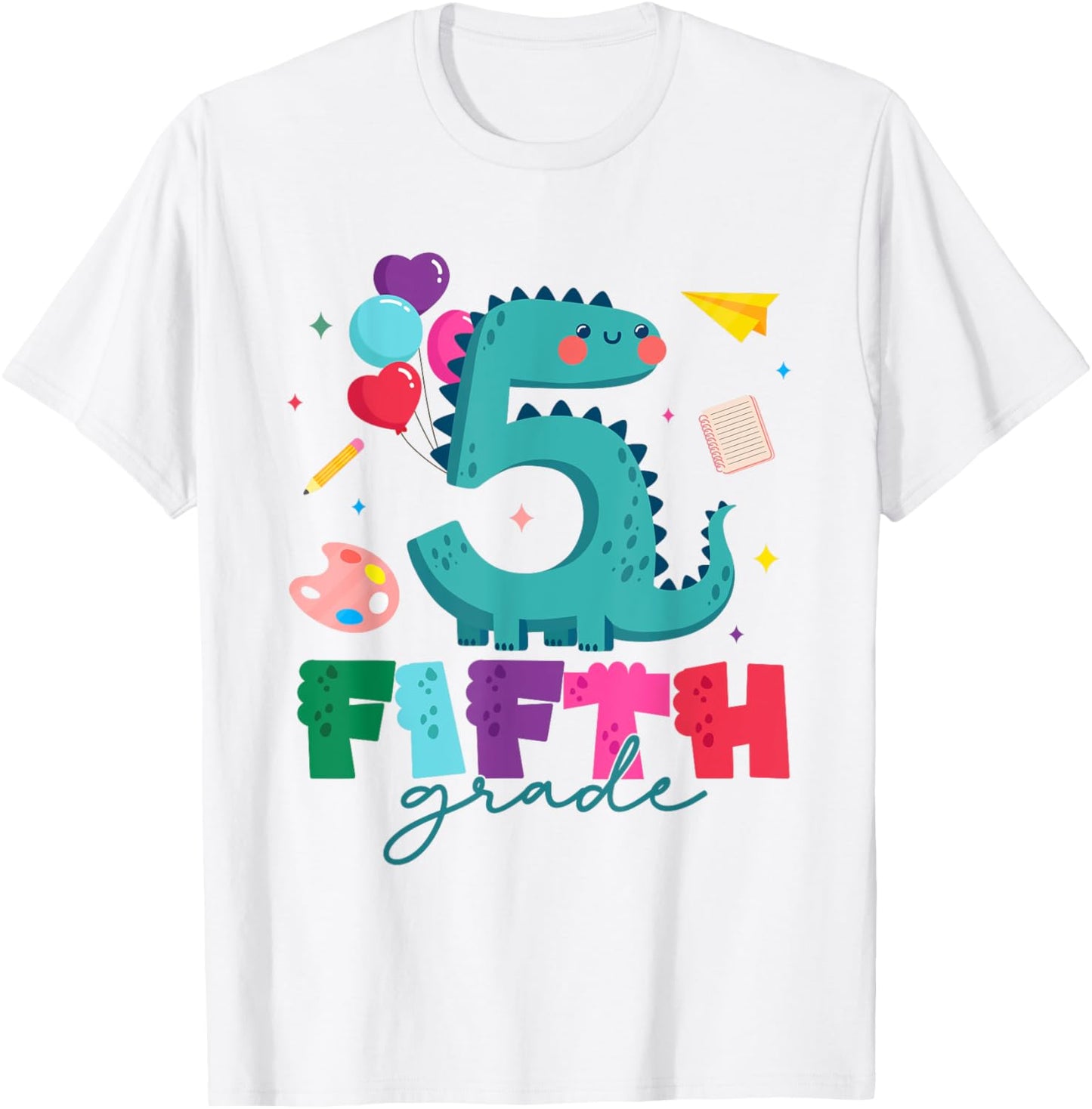 Funny Fifth Grade Cute Dinosaur First Day of School for Kids T-Shirt