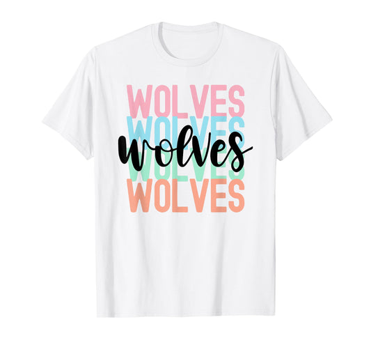 Wolves Team Mascot School Spirit Game Night T-Shirt