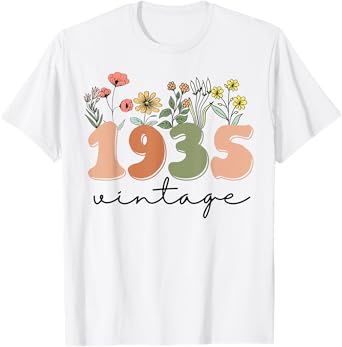 90 Years Old Vintage 1935 90th Birthday Tee Wildflower Women T-Shirt