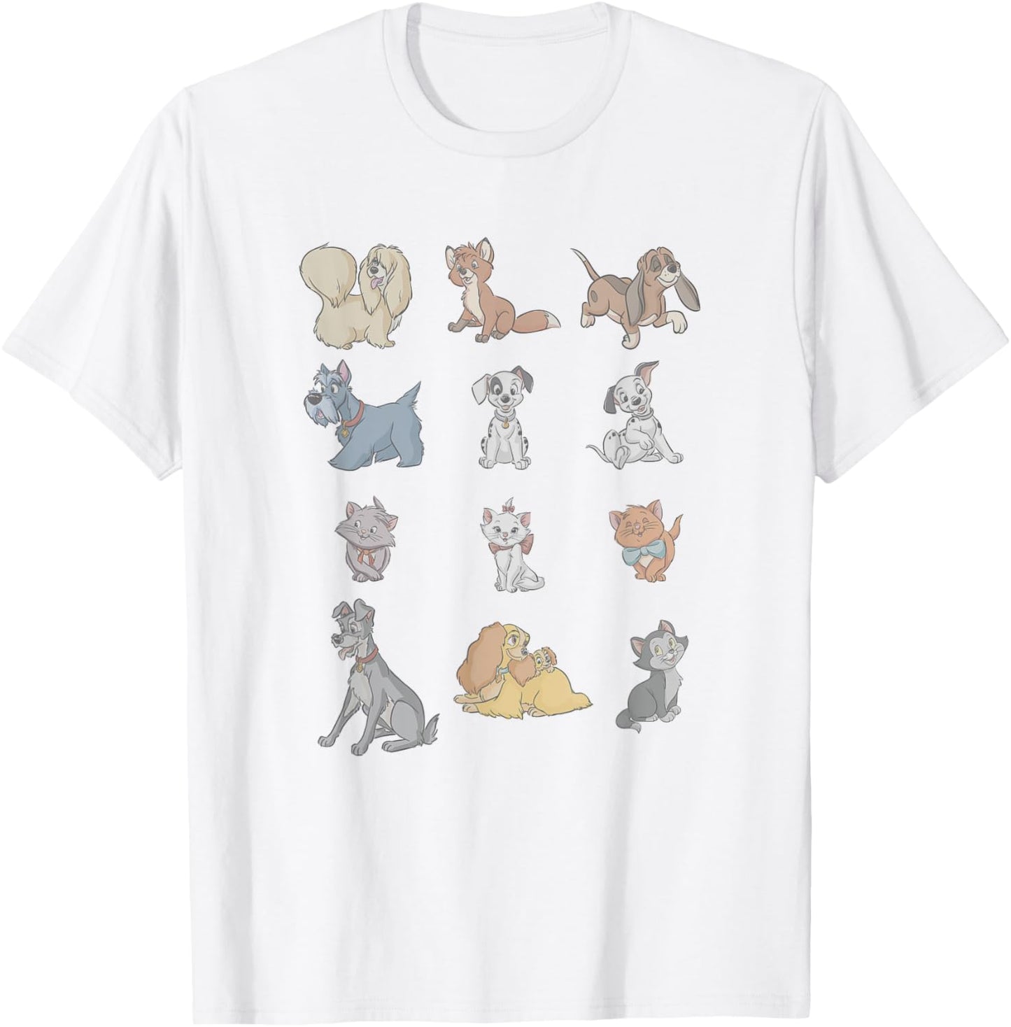 Disney Classic Characters Cats And Dogs Collage Vintage T-Shirt