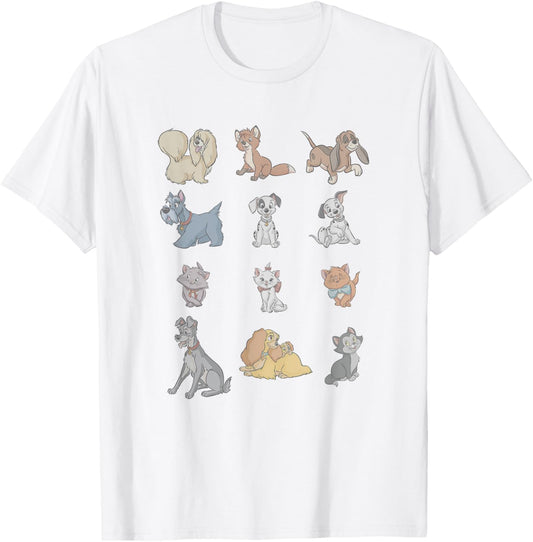 Disney Classic Characters Cats And Dogs Collage Vintage T-Shirt