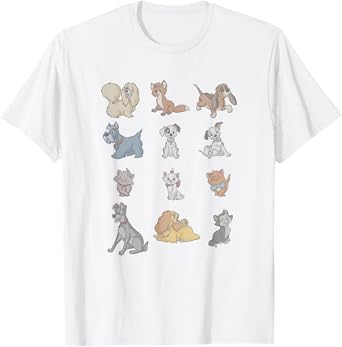 Disney Classic Characters Cats And Dogs Collage Vintage T-Shirt