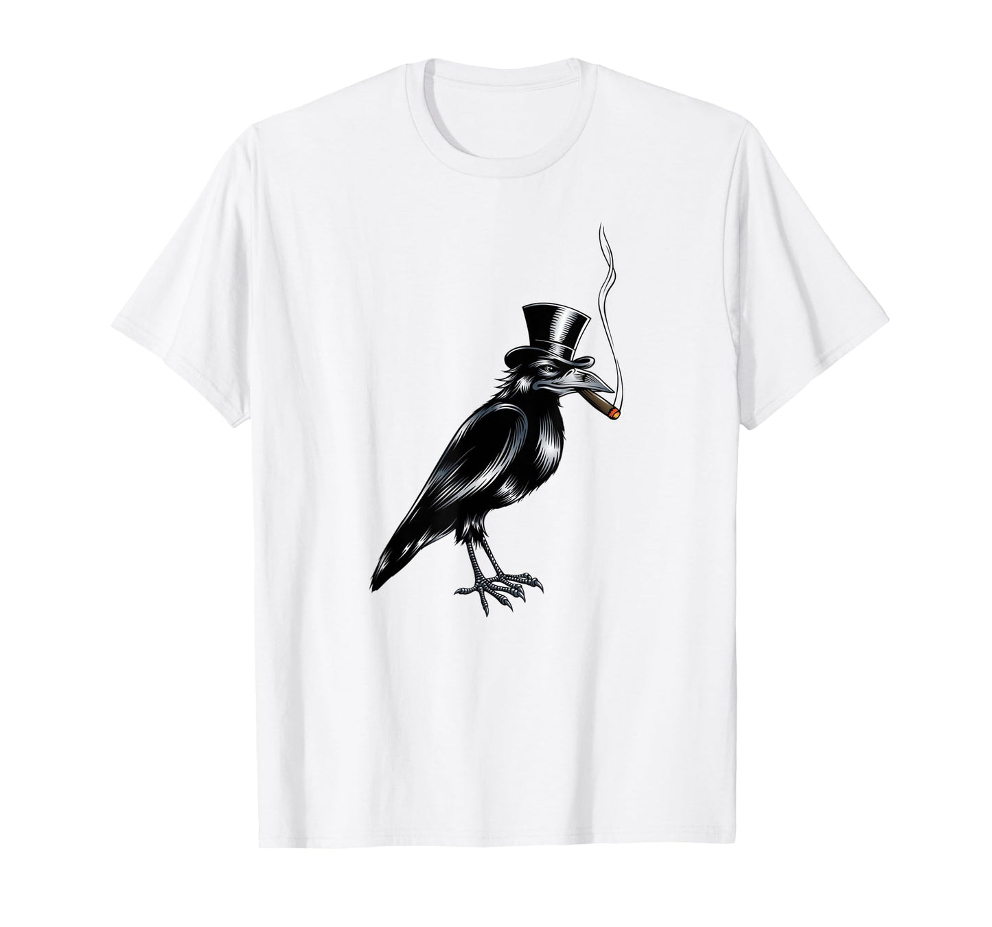 Black Crow Top Hat Smoking Cigar Graphic Art T-Shirt T-Shirt