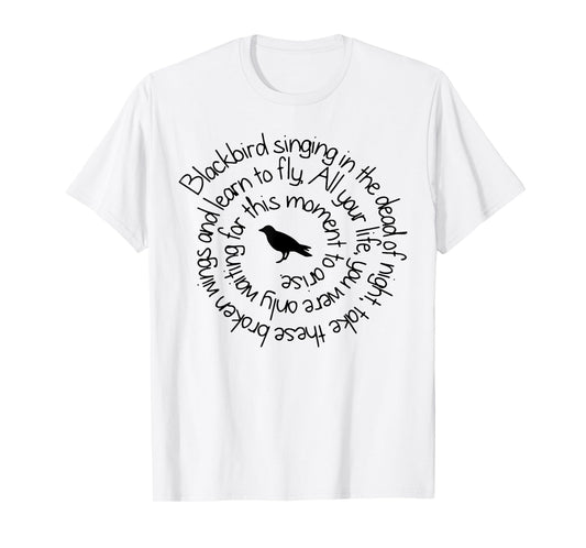 Blackbird art singing retro 80s T-Shirt