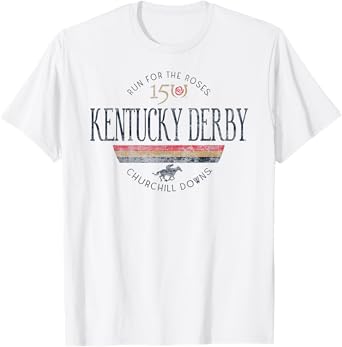 Kentucky Derby 150th Retro Stripe White Officially Licensed T-Shirt