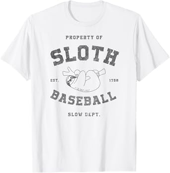 Sloth Baseball Team Shirt Official Athletic Slow Department T-Shirt