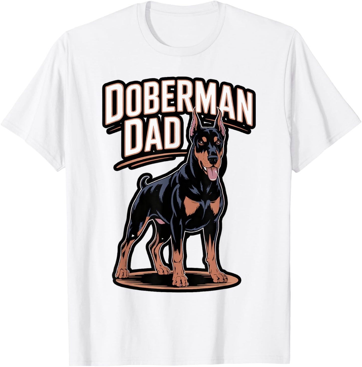 Doberman Pinscher Dog Dad Silhouette Fur Dog Papa Dog Lover T-Shirt