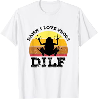 DILF Damn I Love Frogs Funny Retro Frog Amphibian T-Shirt