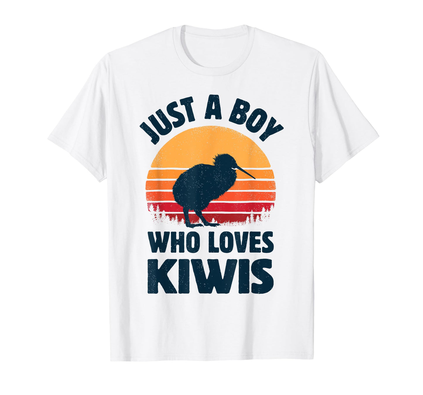 Kiwi Just A Boy Who Loves Kiwis Bird Retro Vintage Sunset T-Shirt