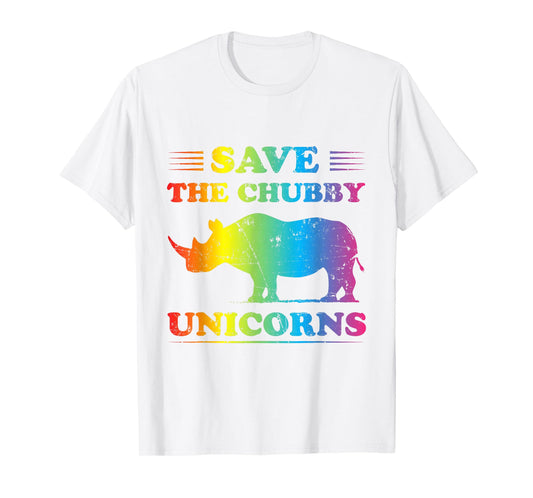 Save The Chubby Unicorns Colorful Rainbow T Shirt T-Shirt