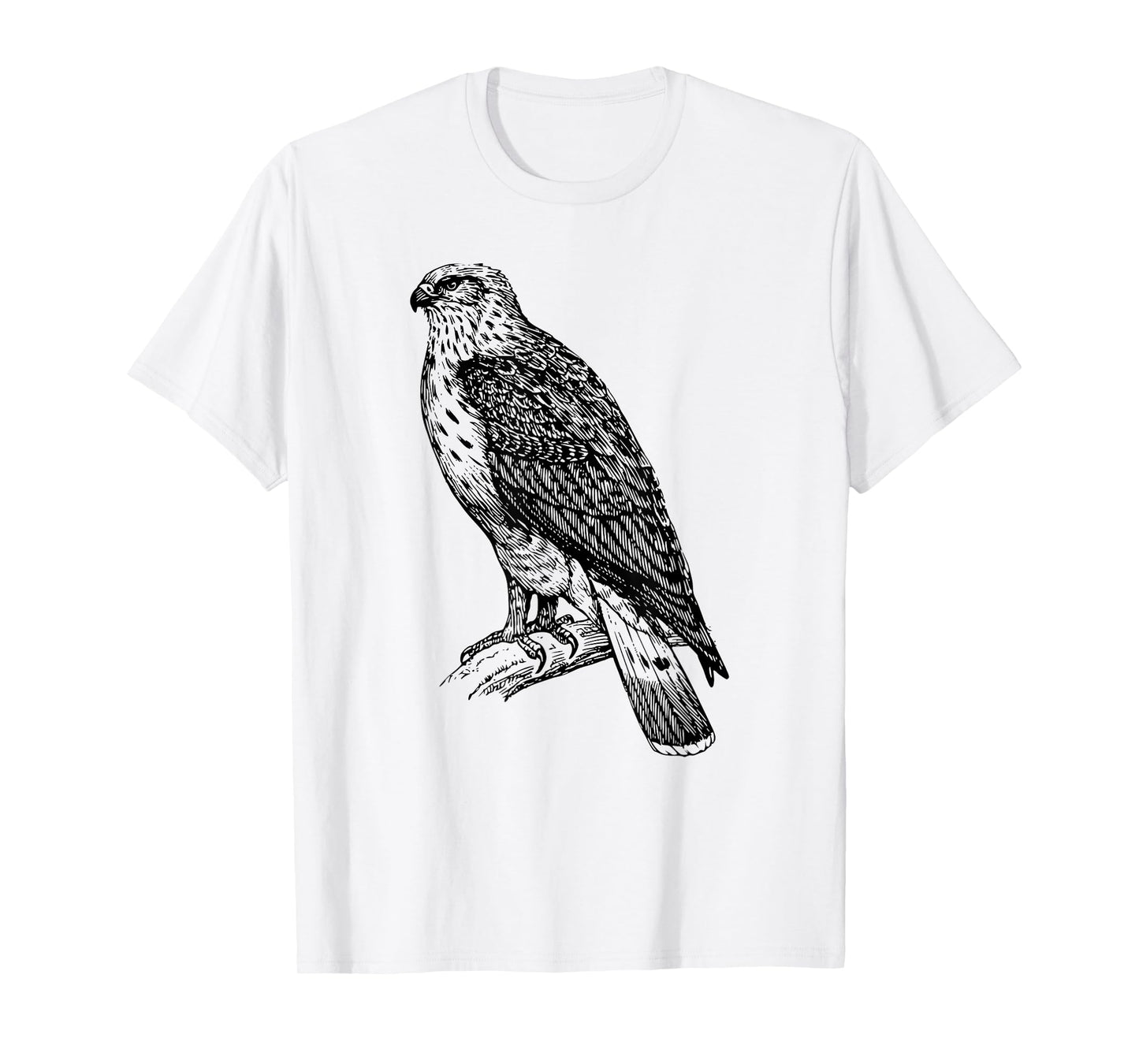 Hawk T-Shirt Ornithology Tee Shirt Black Line Drawing T-Shirt