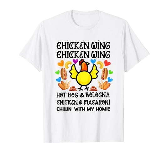 Cooked Chicken Wing Chicken Wing Hot Dog Bologna Macaroni T-Shirt for Men Women Girls Kids