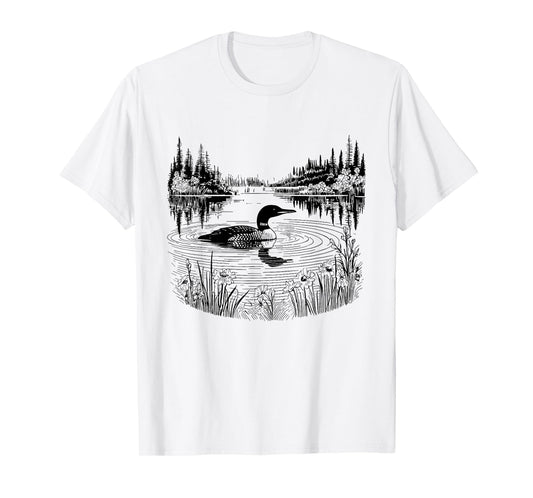 Loon in the Wilderness Birding Bird Watching Bird Lover T-Shirt