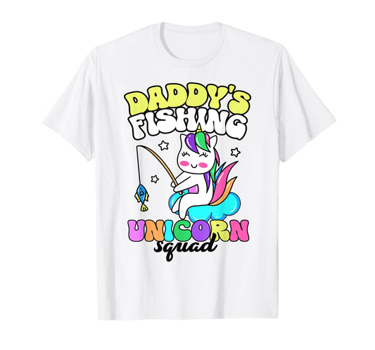 Cute Fishing Shirt For Girls Daddy's Fishing Unicorn Squad T-Shirt