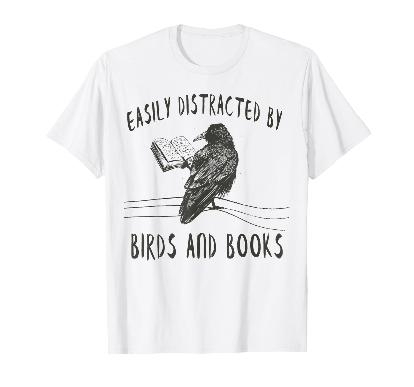 Easily Distracted By Birds And Books Shirts Reading Cool T-Shirt